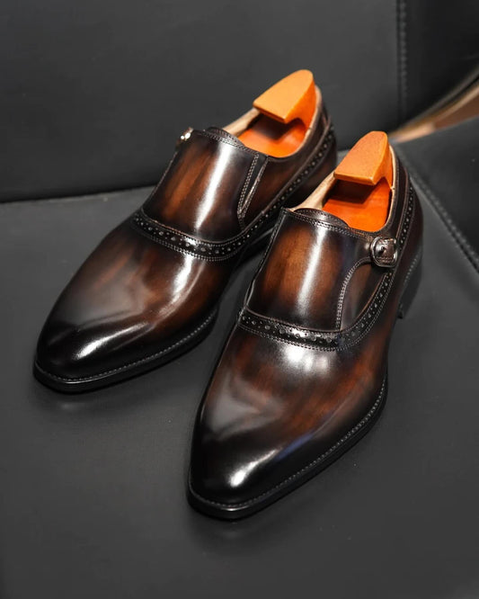 Hand-rubbed Leather Monk Shoes