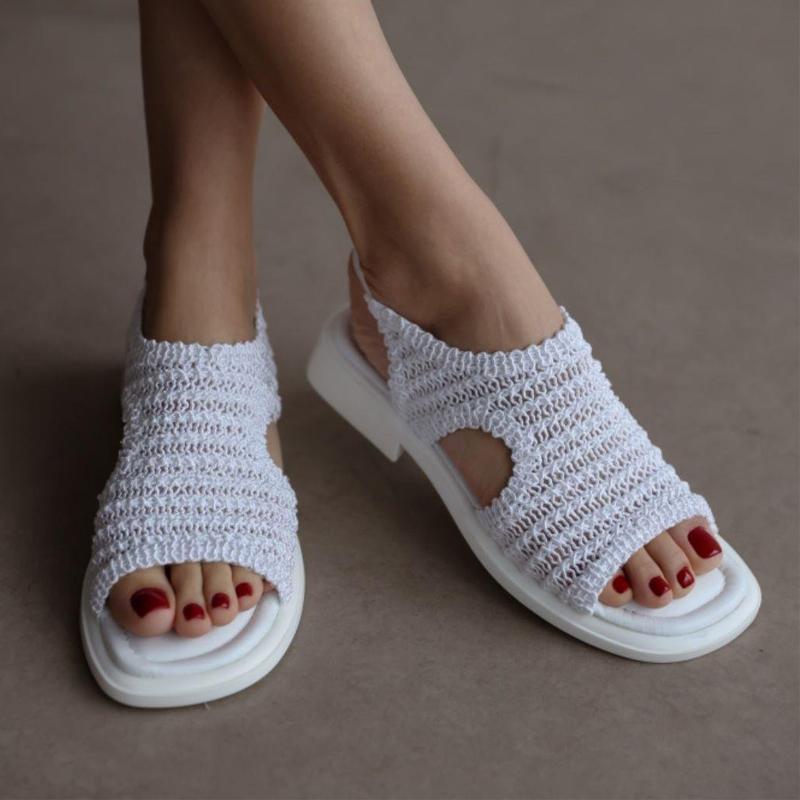 Genuine Leather Wicker Detailed Sandals