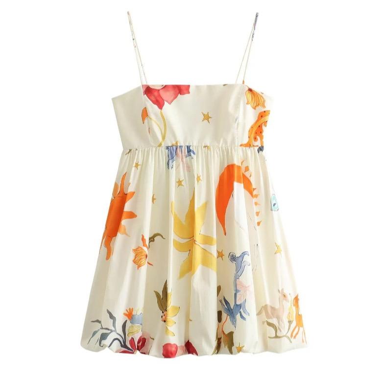 Funny Printed Strapless Mini Dress