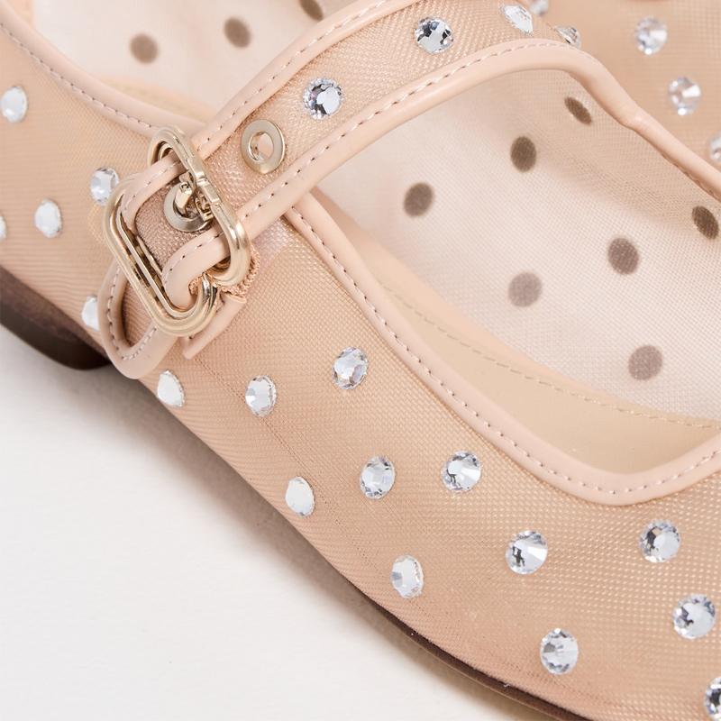 Rhinestone Sparkle Mesh Ballet Flats