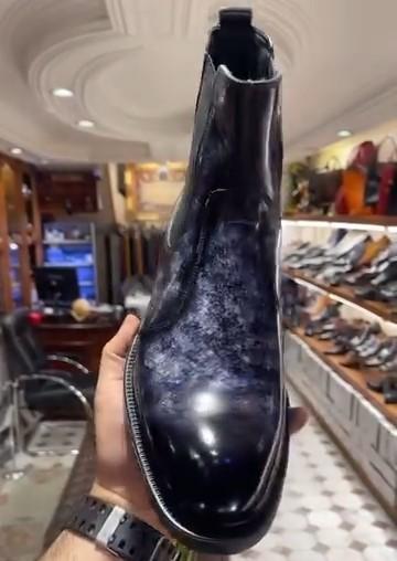 Shiny Leather Chelsea Boots