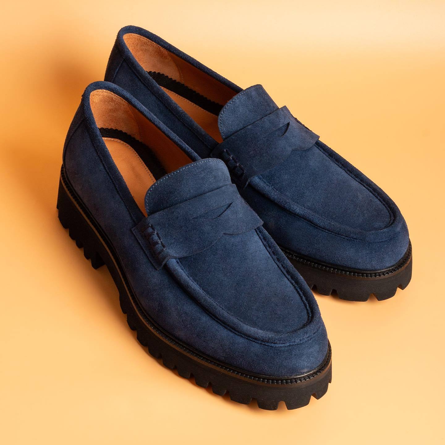 Soft Leather Loafers In Blue