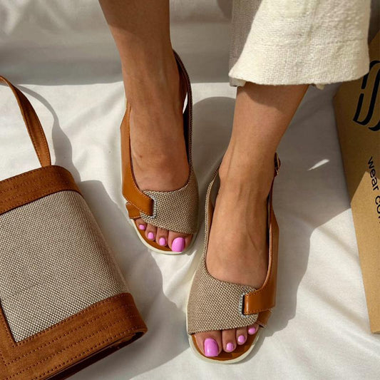 Patchwork Linen Sandals