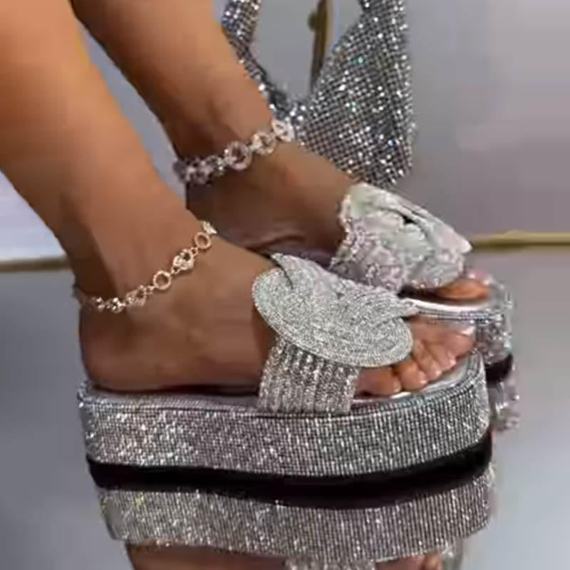 Fashion Shiny Rhinestone Platform Slippers