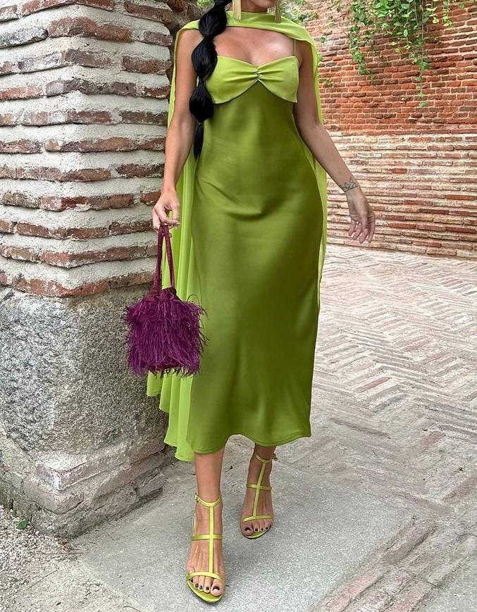 Designer Satin Green Holder Dress