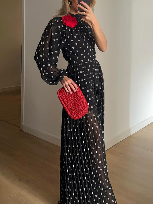 Asymmetrical Polka Dot Two Pieces Set