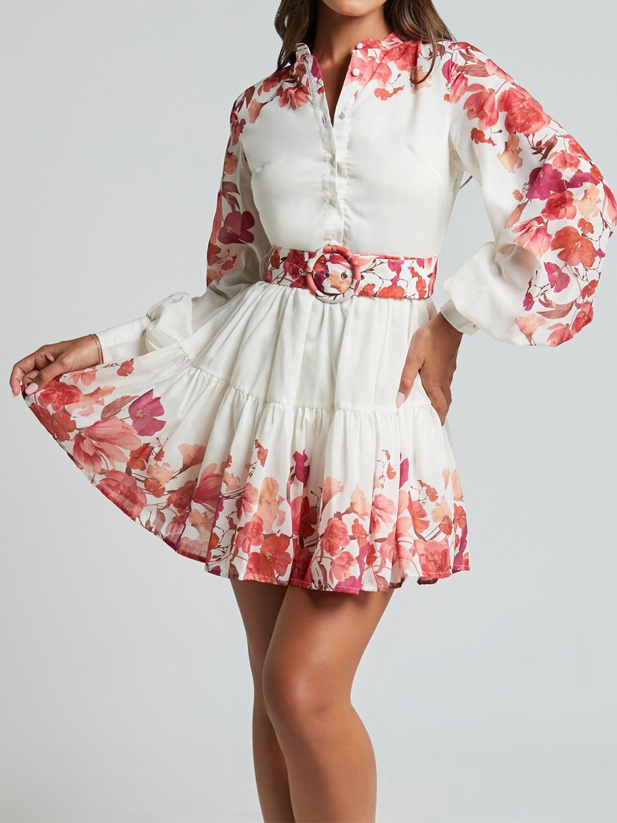 Floral Print Button Up Dress