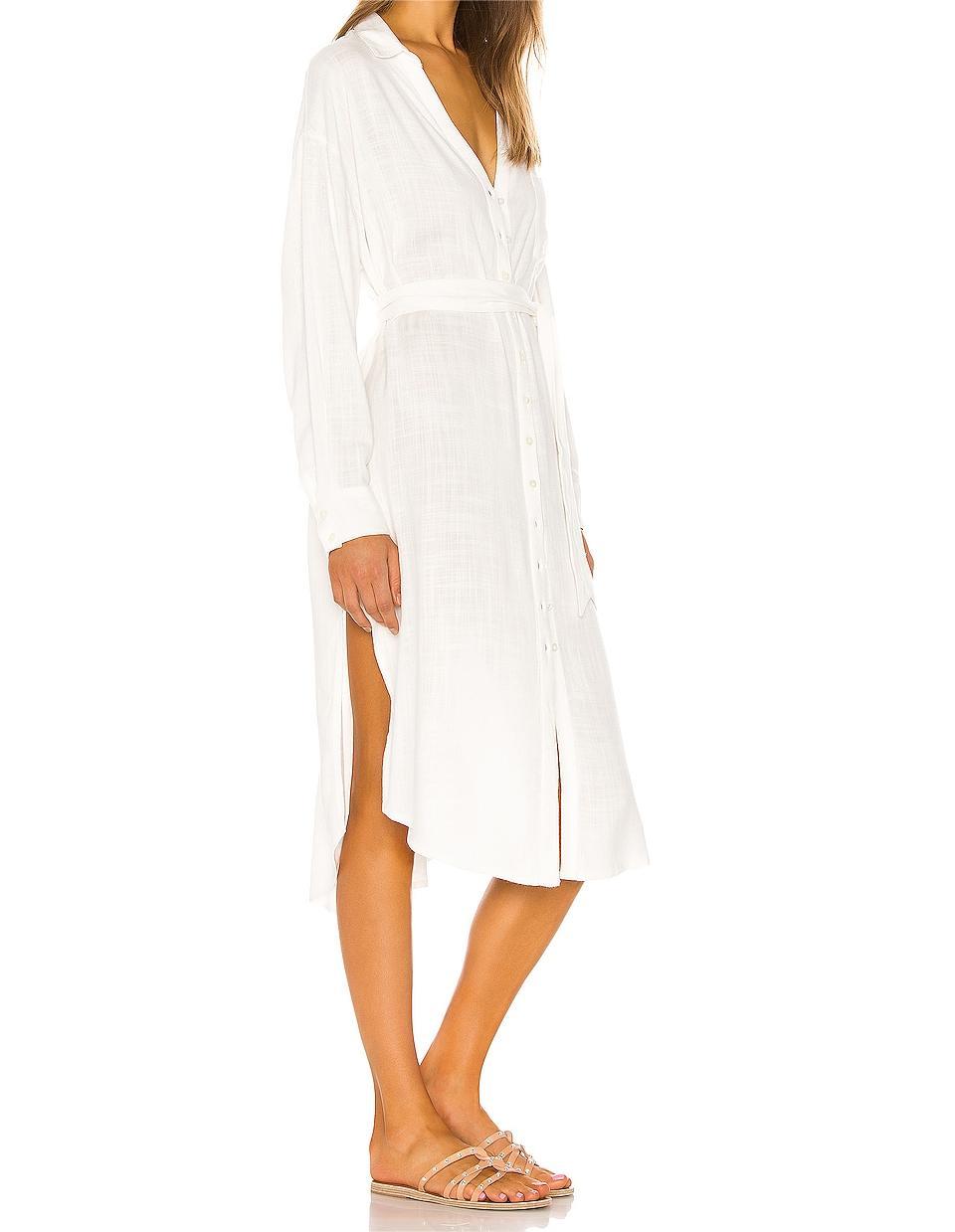 V-Neck White Shirt Dress