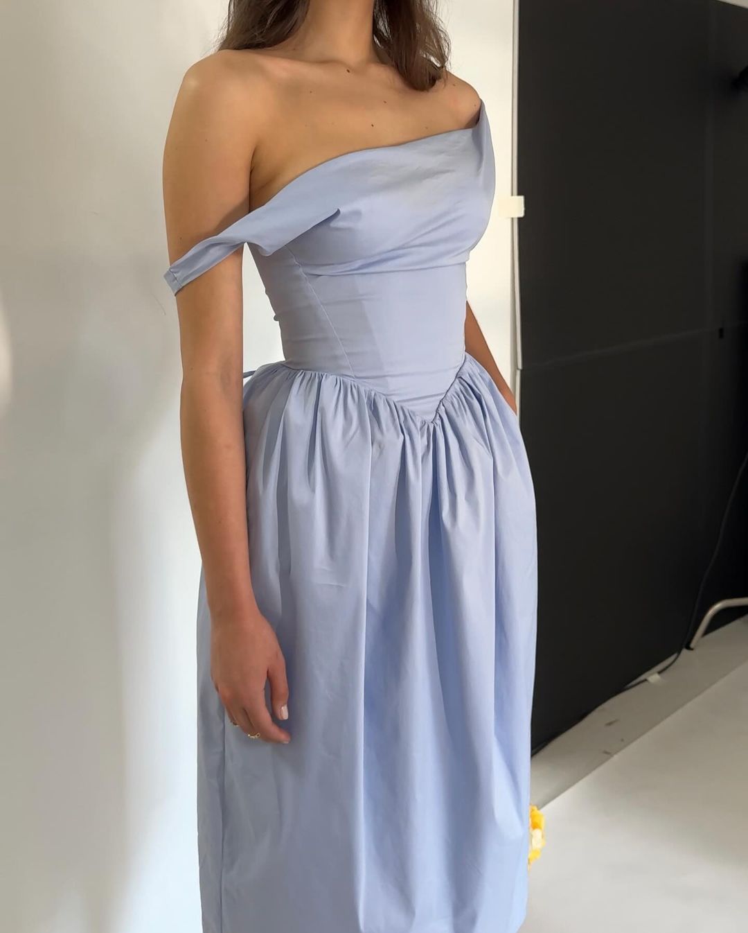 Light Blue Belted Holder Elegant Dress