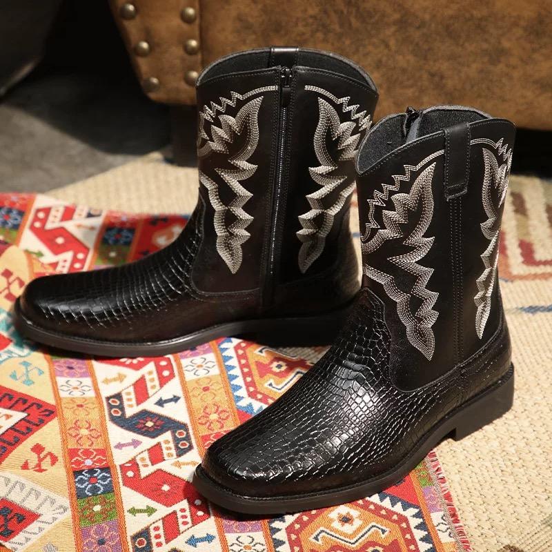 Embroidered Medium Length Boots