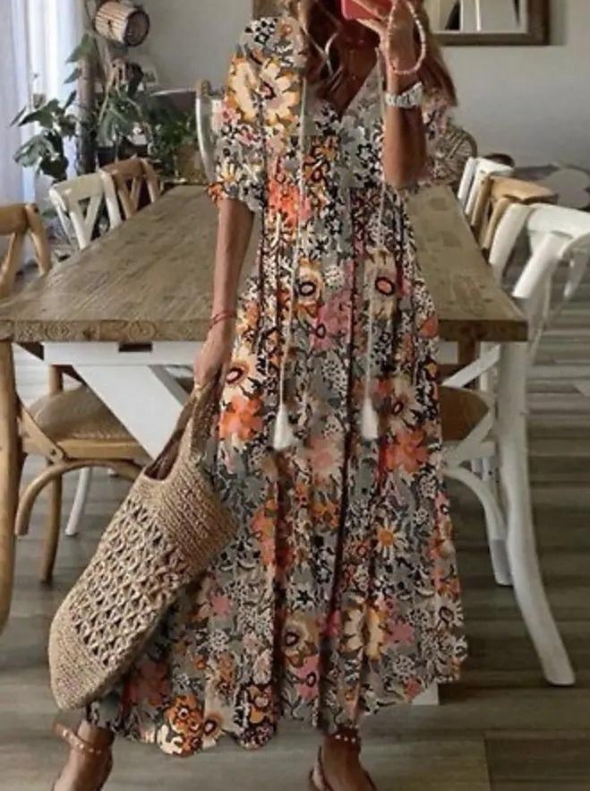 Hot Floral Casual Maxi Dress