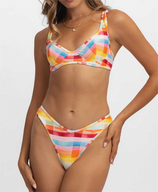 Simple Colorful Striped Swimsuit Set