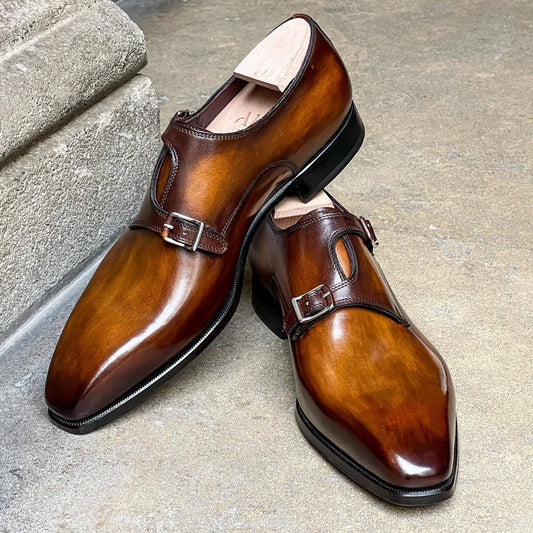 Brown Buckle Leather Shoes