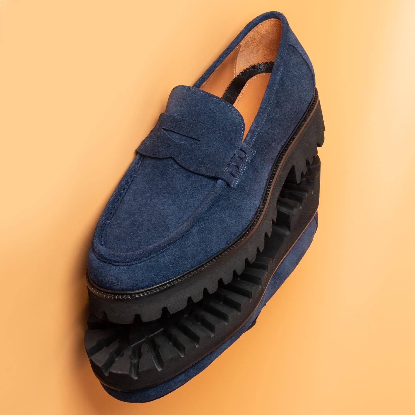 Soft Leather Loafers In Blue