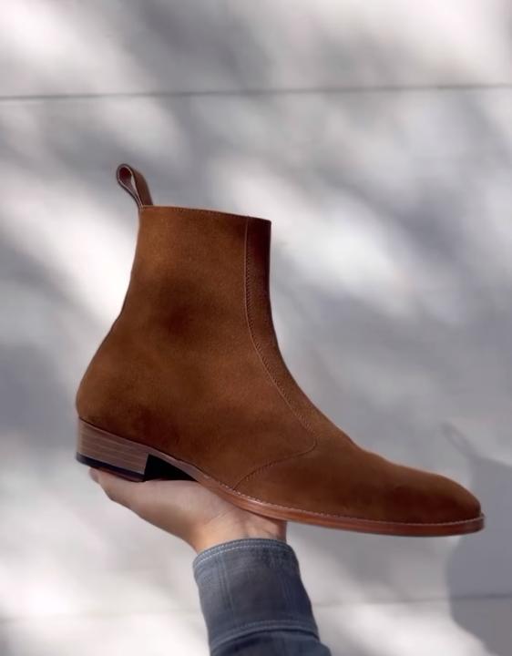 Suede Zipper Chelsea Boots