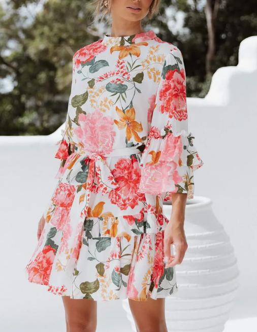 Round Neck Floral Print Dress