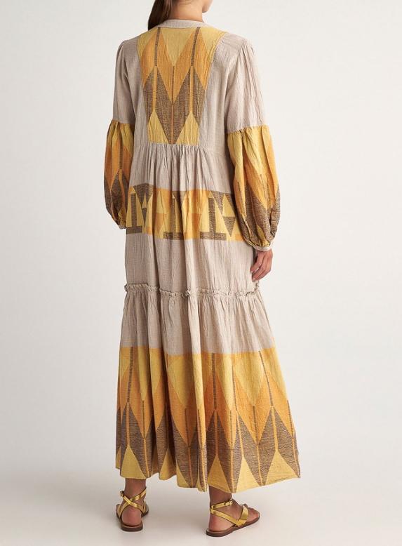 Yellow Printed Loose Maxi Dress