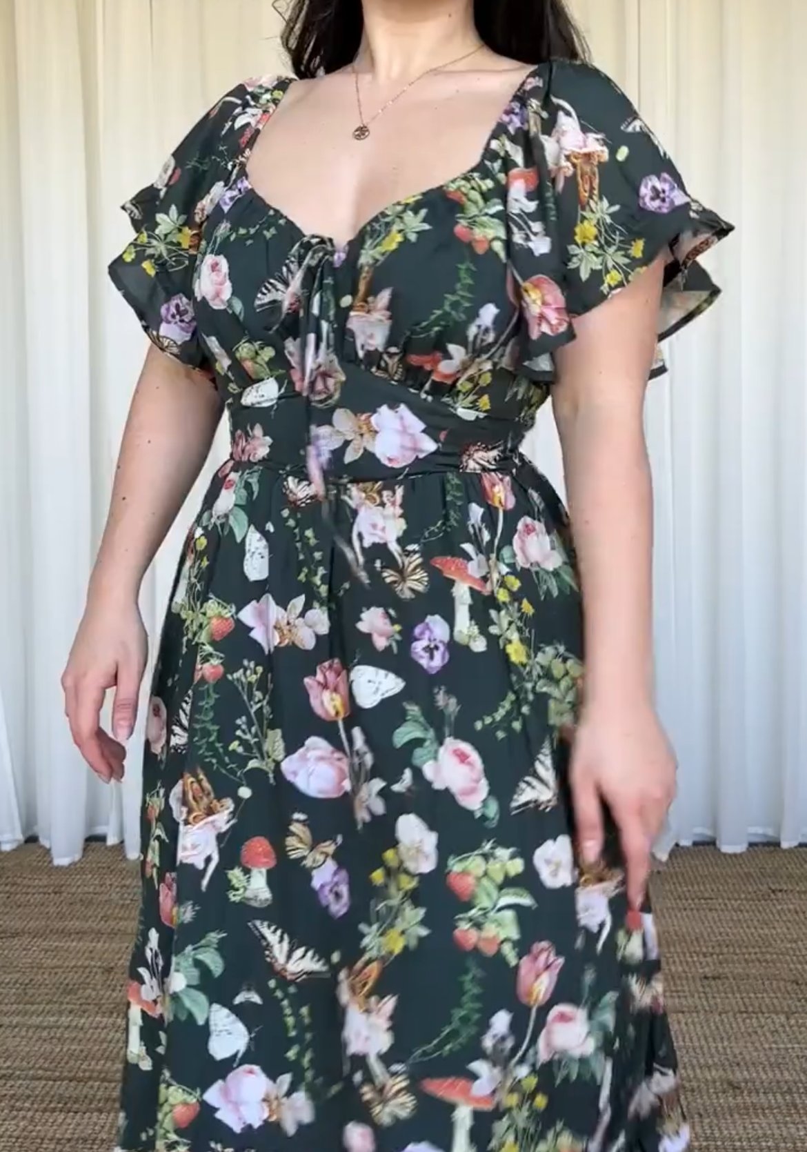 Green Floral Printed Dress