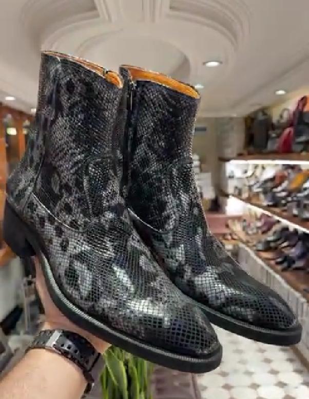 Men's Python Print Chelsea Boots