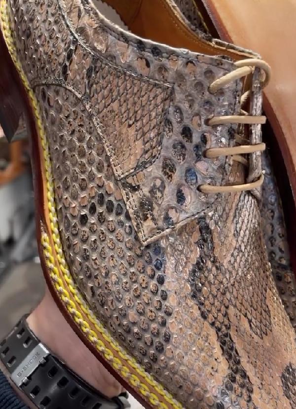 Men's Python-print Leather Shoes