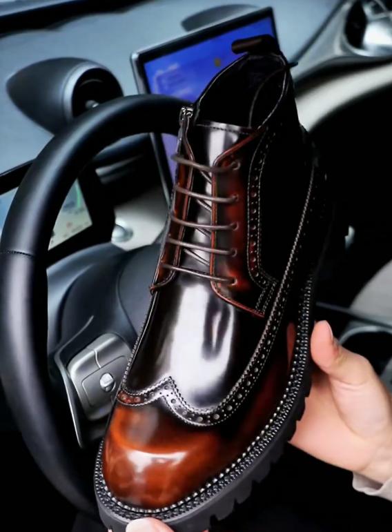 Patent Leather Brogues Martin Boots