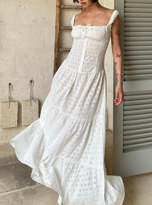 French Cut-Out White Dress