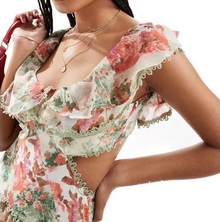 Backless Design Floral Dress