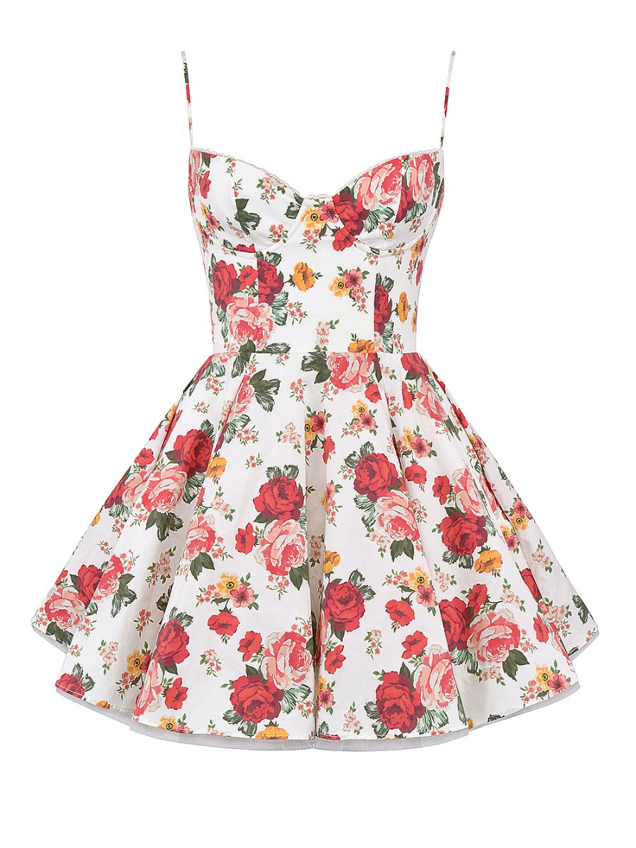 Floral Printed Mesh Patchwork Sing Dress