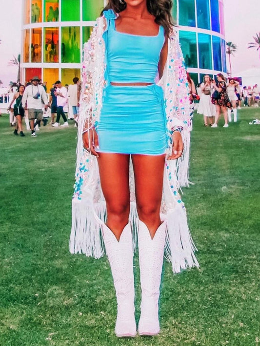 Fringe Sequined Kimono For Music Festival