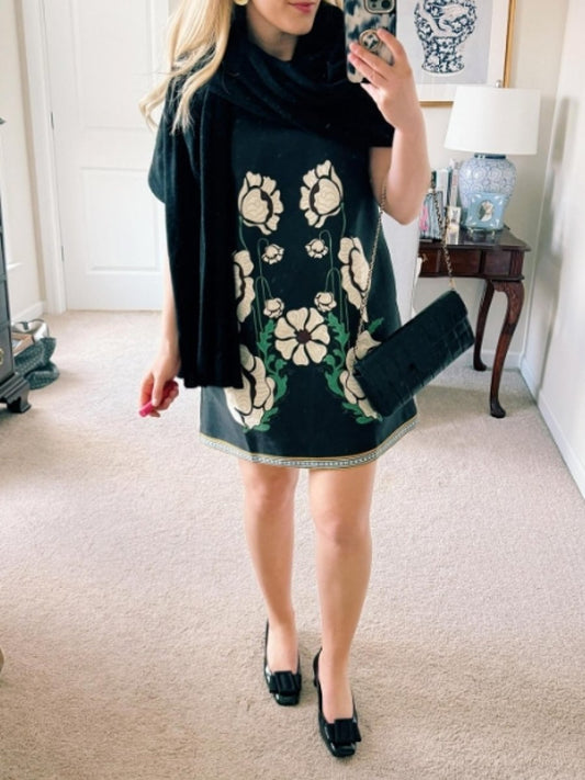 Black Dress With Pockets & Florals