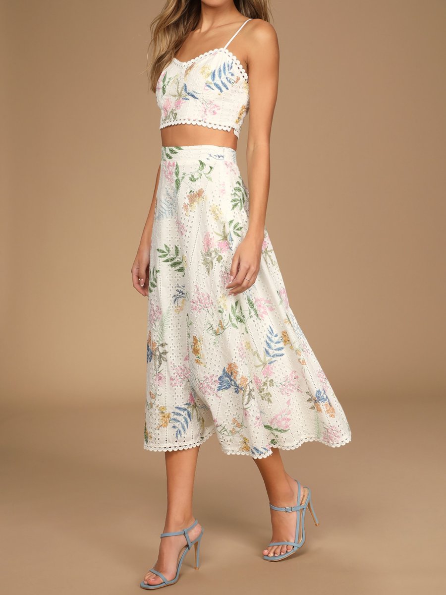 Floral Embroidered Two-Piece Dress