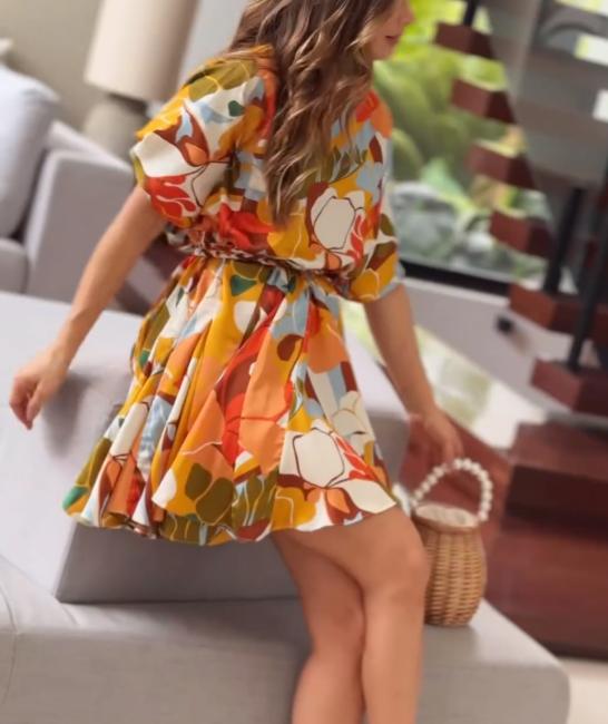 Colorful Printed Smooth Textured Dresses