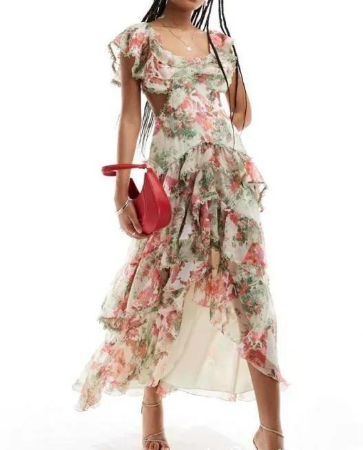 Backless Design Floral Dress