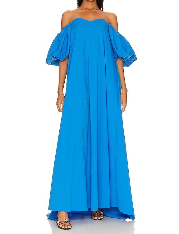 Blue Loose Drop Shoulder Maxi Dress