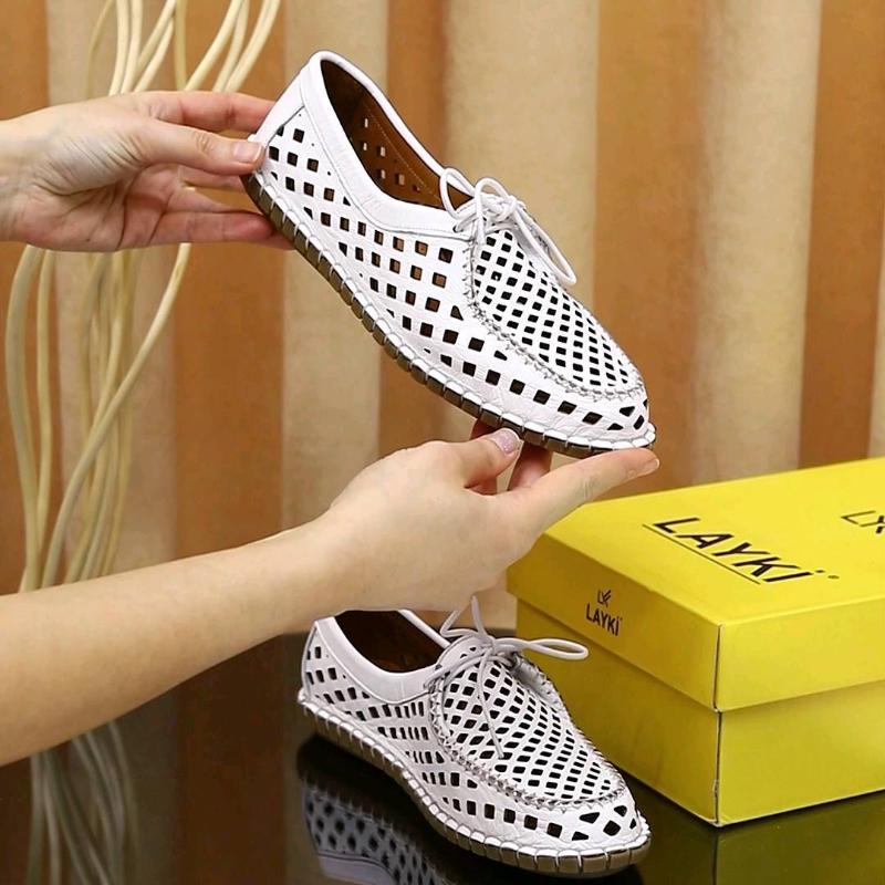 Leather Cutout Casual Shoes