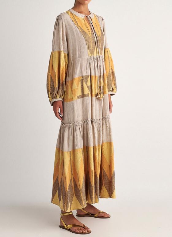 Yellow Printed Loose Maxi Dress