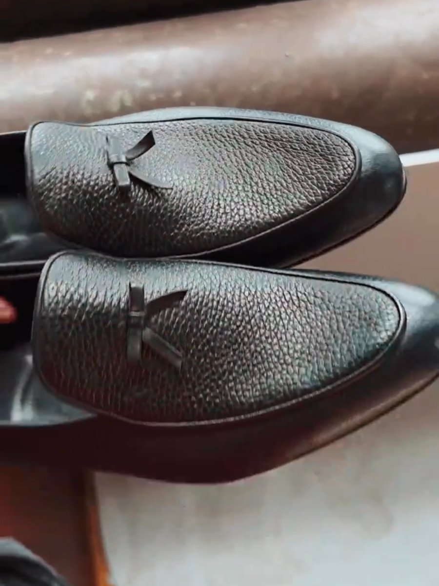 Handmade Genuine Leather Loafers - Black