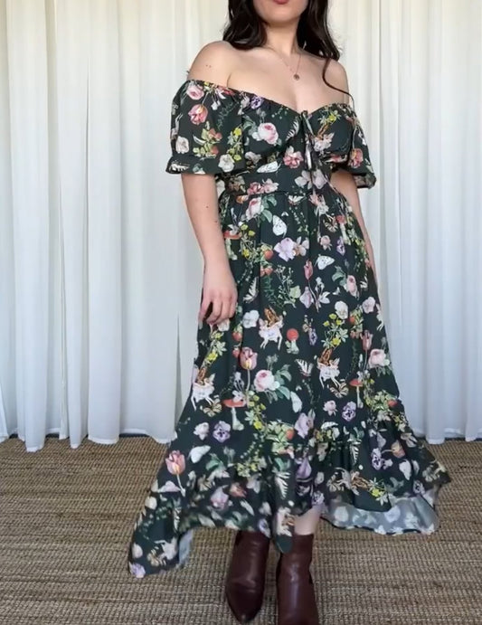 Green Floral Printed Dress