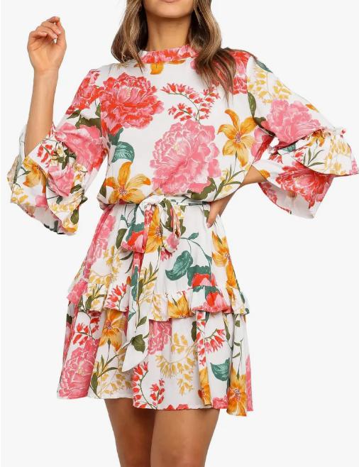 Round Neck Floral Print Dress