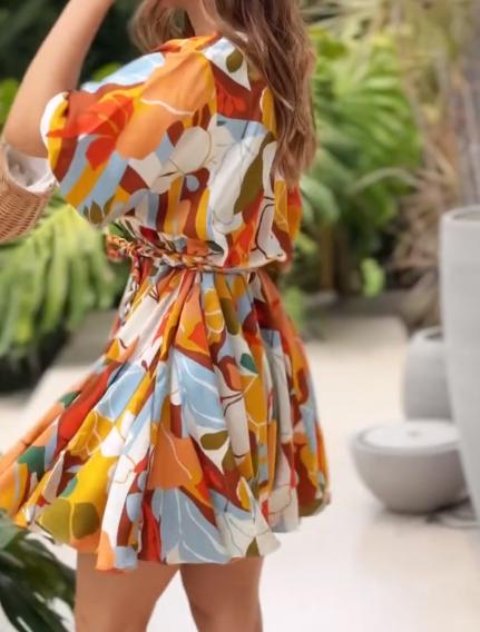 Colorful Printed Smooth Textured Dresses