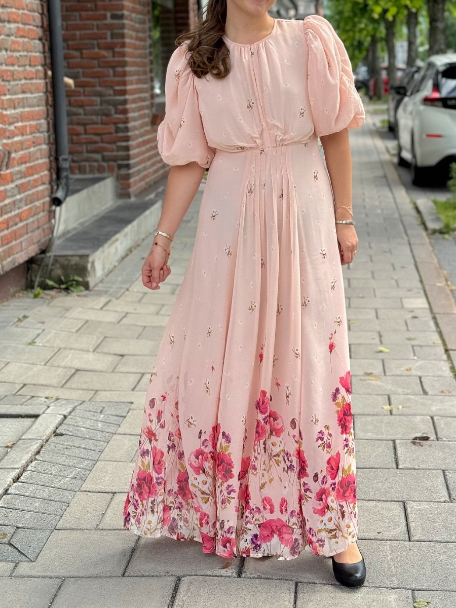 Puff Sleeve Printed Maxi Dress