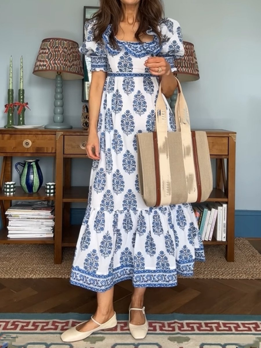 Blue Printed Summer Dress