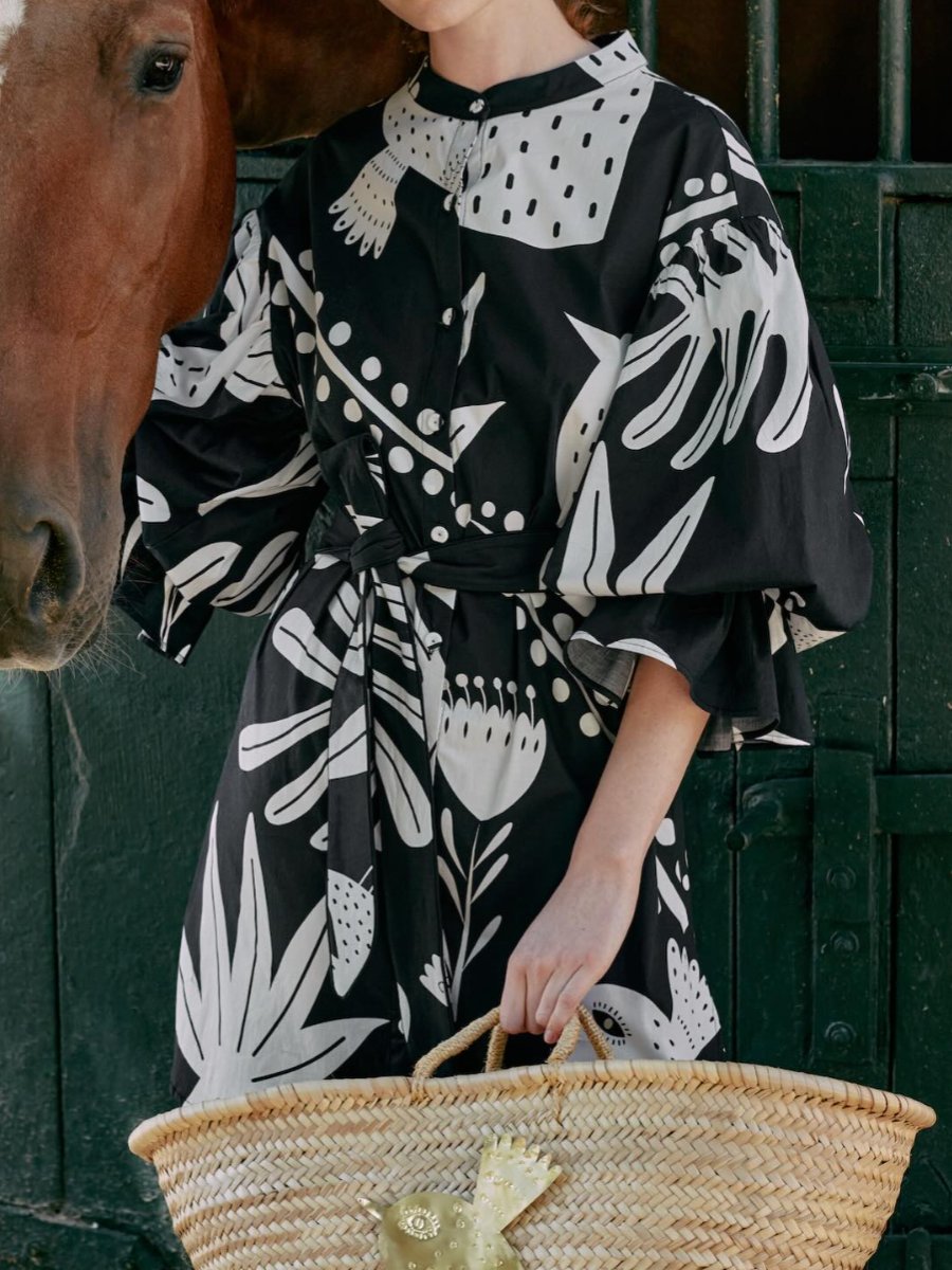 The Bird Printed Short Dress