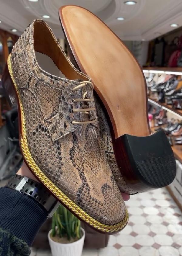 Men's Python-print Leather Shoes